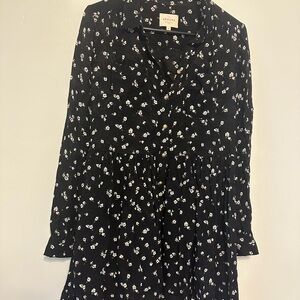 Sezane Black and White Floral Blouse